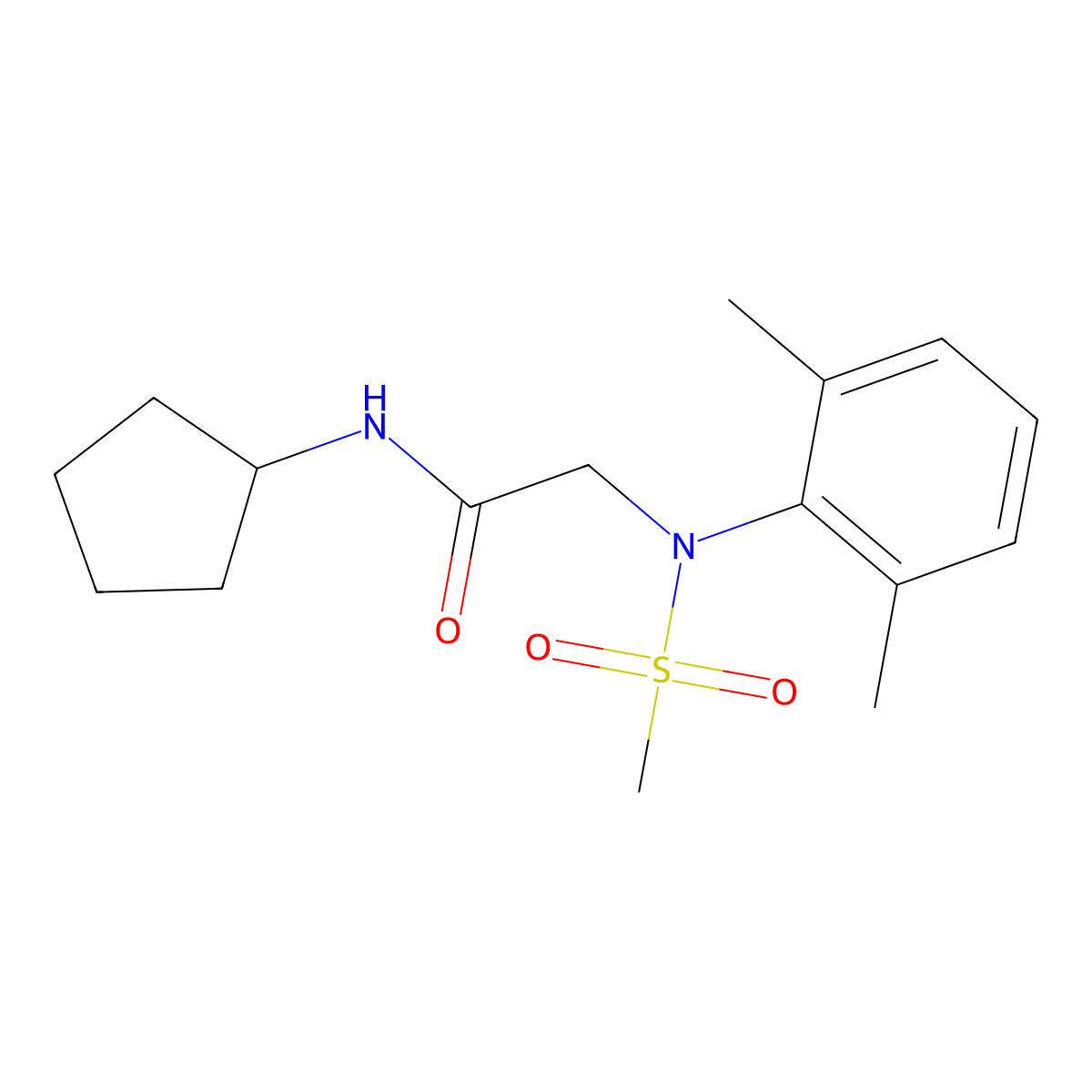 N-cyclopentyl-2-(2,6-dimethyl-N-methylsulfonylanilino)acetamide molecular structure, CAS 311798-23-9