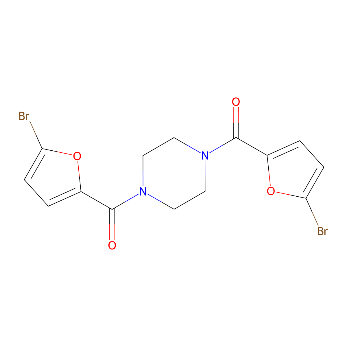 [4-(5-Bromofuran-2-carbonyl)piperazin-1-yl]-(5-bromofuran-2-yl)methanone molecular structure, CAS 311798-80-8