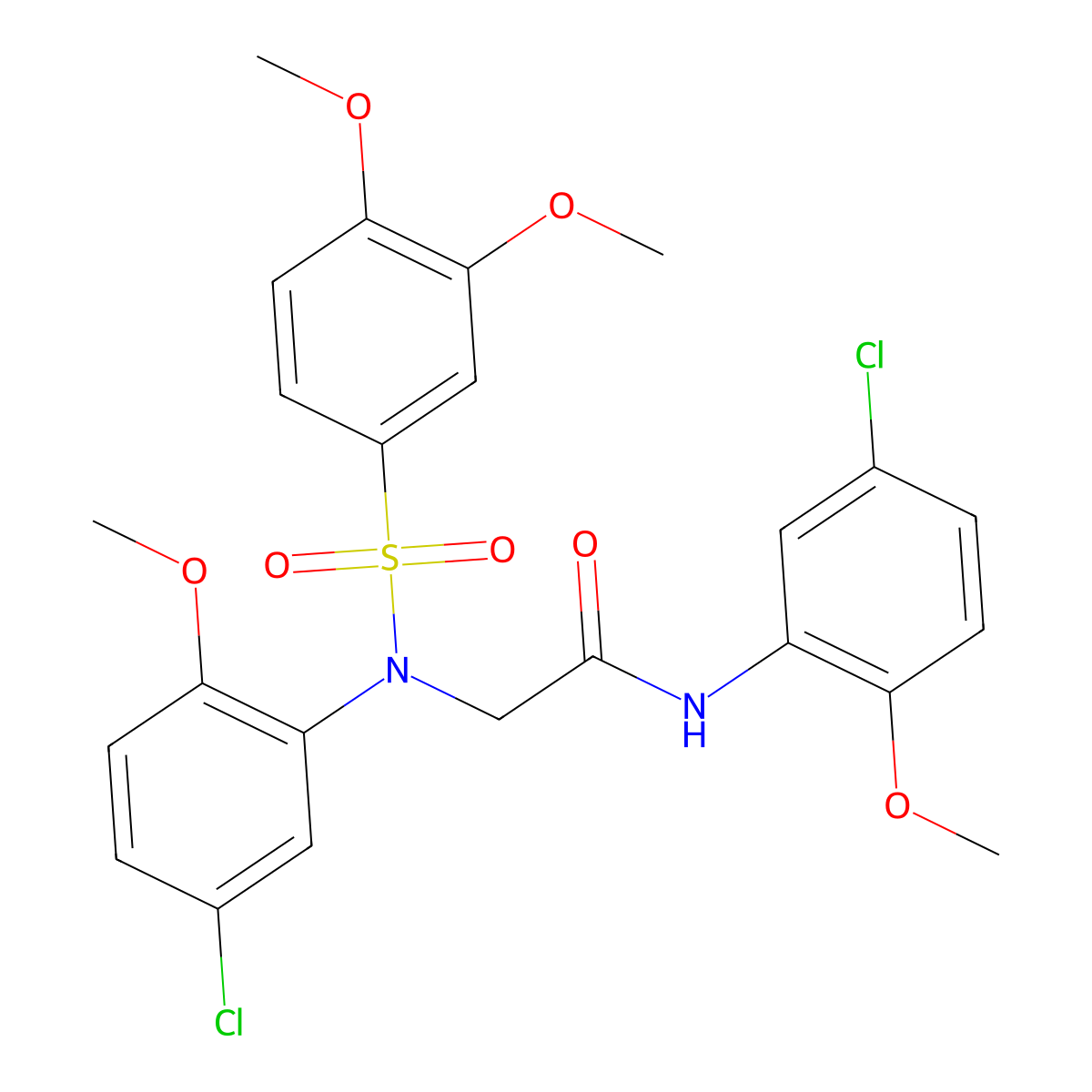 2-(5-chloro-N-(3,4-dimethoxyphenyl)sulfonyl-2-methoxyanilino)-N-(5-chloro-2-methoxyphenyl)acetamide molecular structure, CAS 311798-84-2