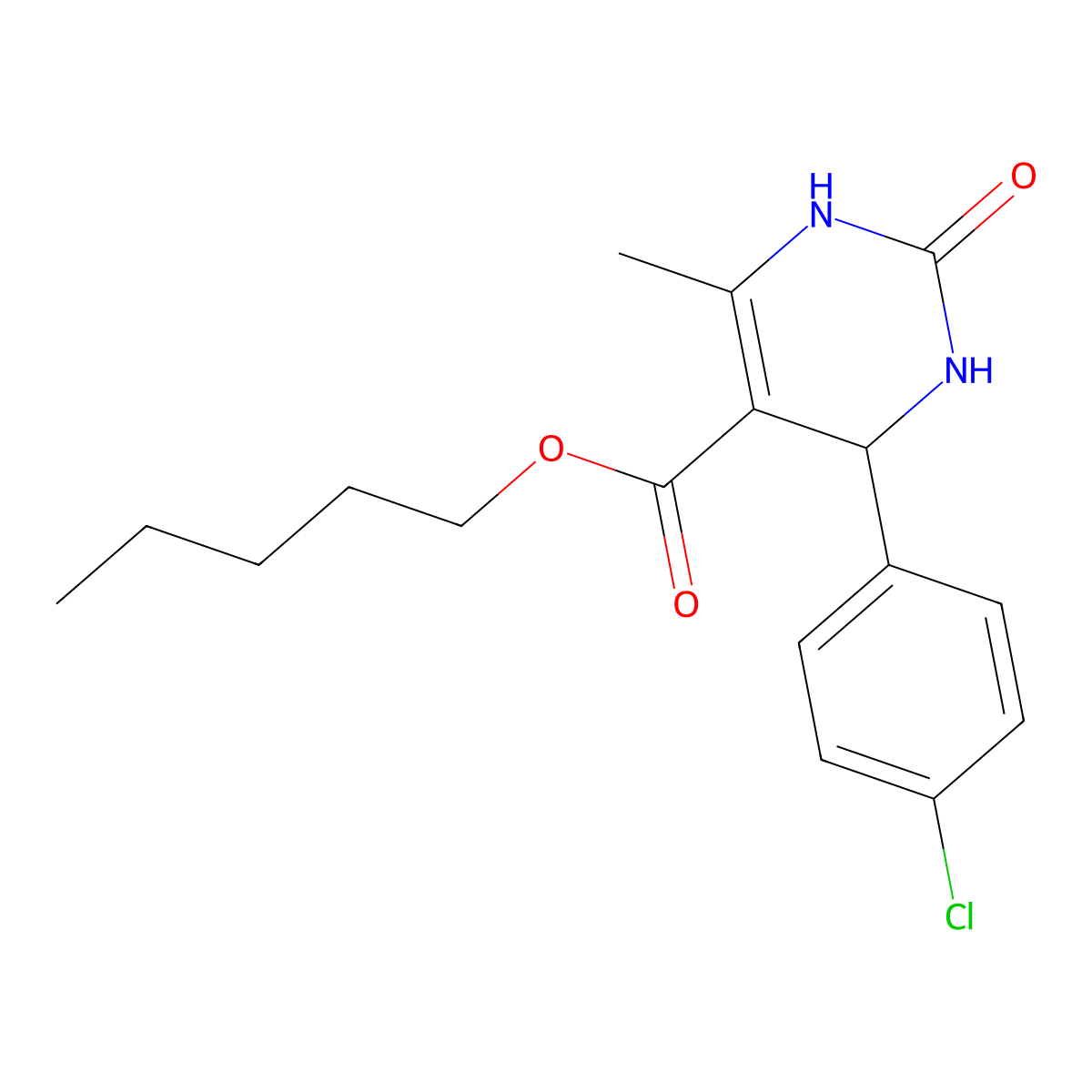 Pentyl 4-(4-chlorophenyl)-6-methyl-2-oxo-1,2,3,4-tetrahydropyrimidine-5-carboxylate molecular structure, CAS 311799-10-7