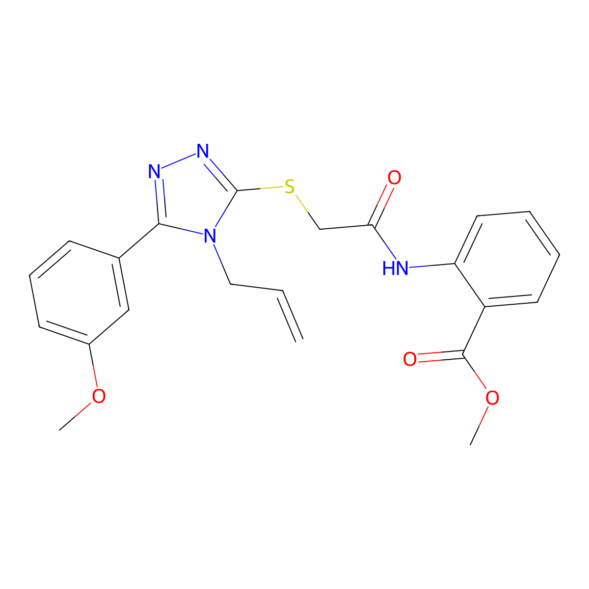 methyl 2-[({[5-(3-methoxyphenyl)-4-(prop-2-en-1-yl)-4H-1,2,4-triazol-3-yl]sulfanyl}acetyl)amino]benzoate molecular structure, CAS 311799-23-2