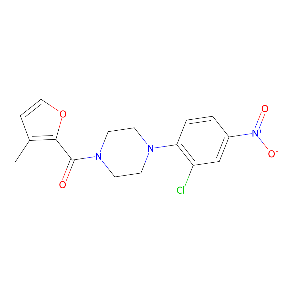 [4-(2-Chloro-4-nitrophenyl)piperazin-1-yl]-(3-methylfuran-2-yl)methanone molecular structure, CAS 311799-47-0