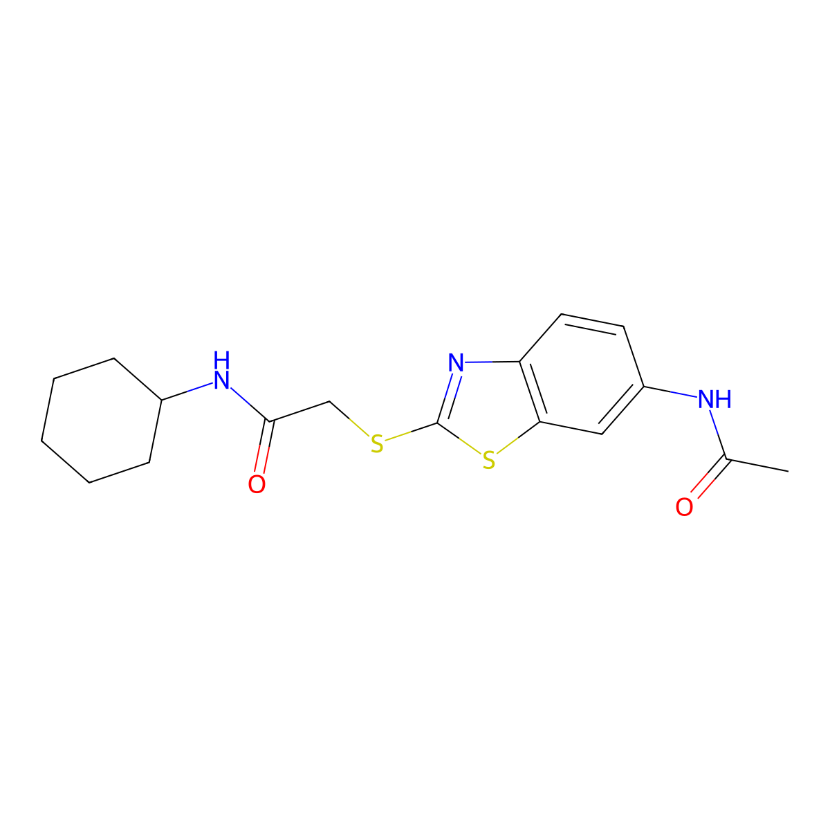 2-{[6-(acetylamino)-1,3-benzothiazol-2-yl]sulfanyl}-N-cyclohexylacetamide molecular structure, CAS 311799-53-8