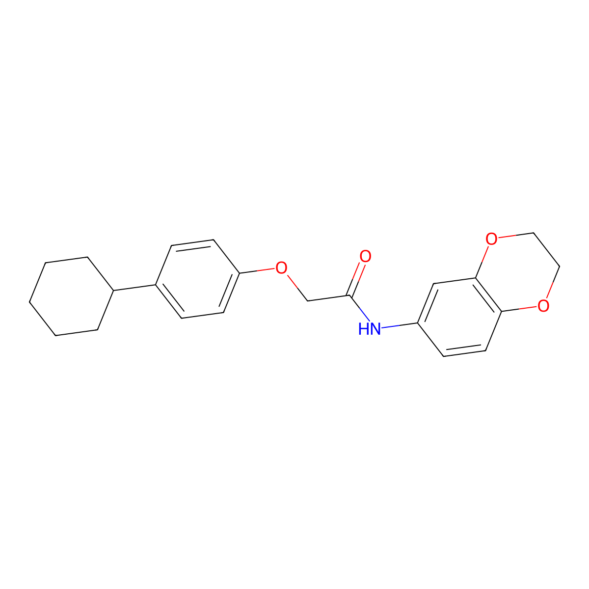 2-(4-cyclohexylphenoxy)-N-(2,3-dihydro-1,4-benzodioxin-6-yl)acetamide molecular structure, CAS 311799-93-6