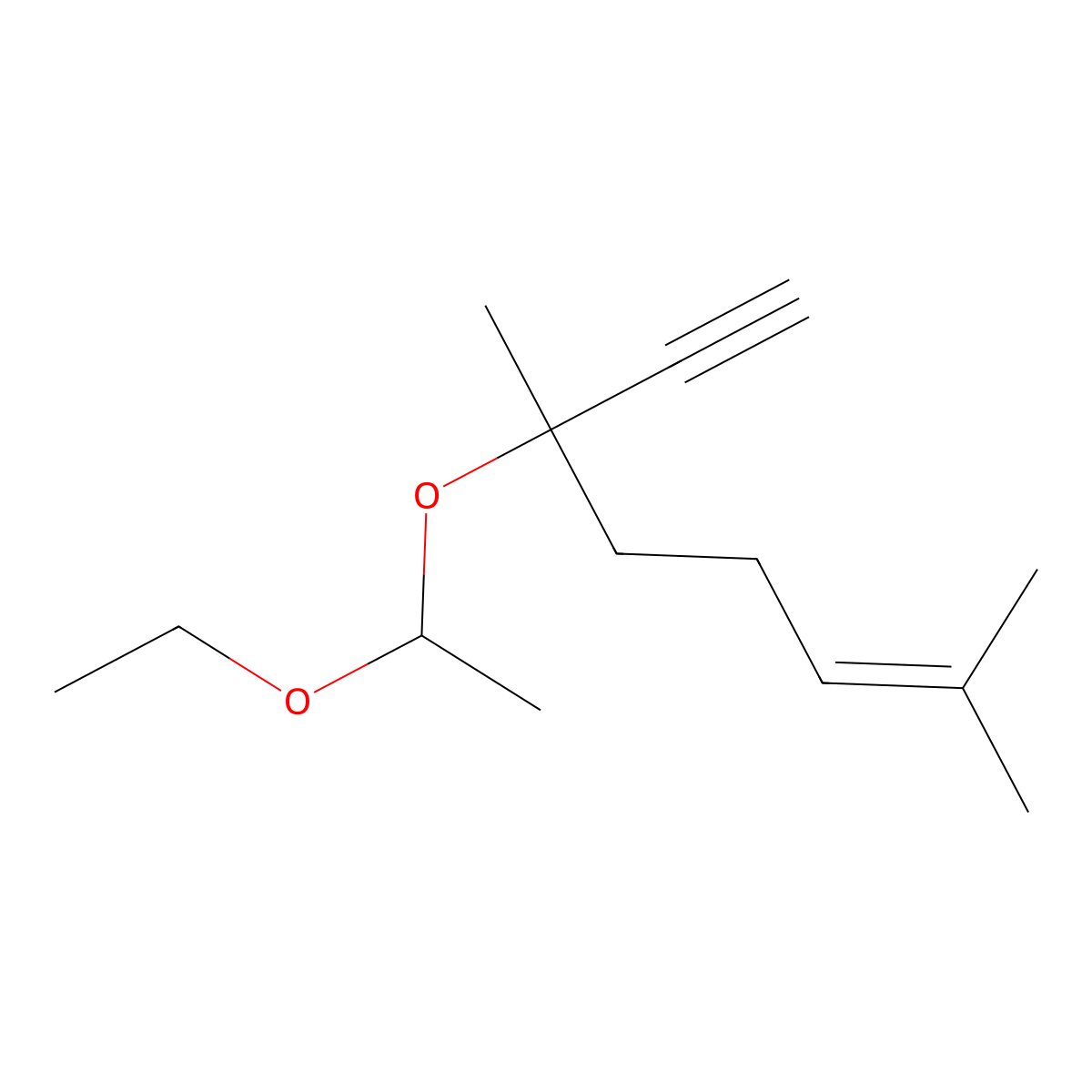 6-Octen-1-yne, 3-(1-ethoxyethoxy)-3,7-dimethyl- molecular structure, CAS 31180-77-5