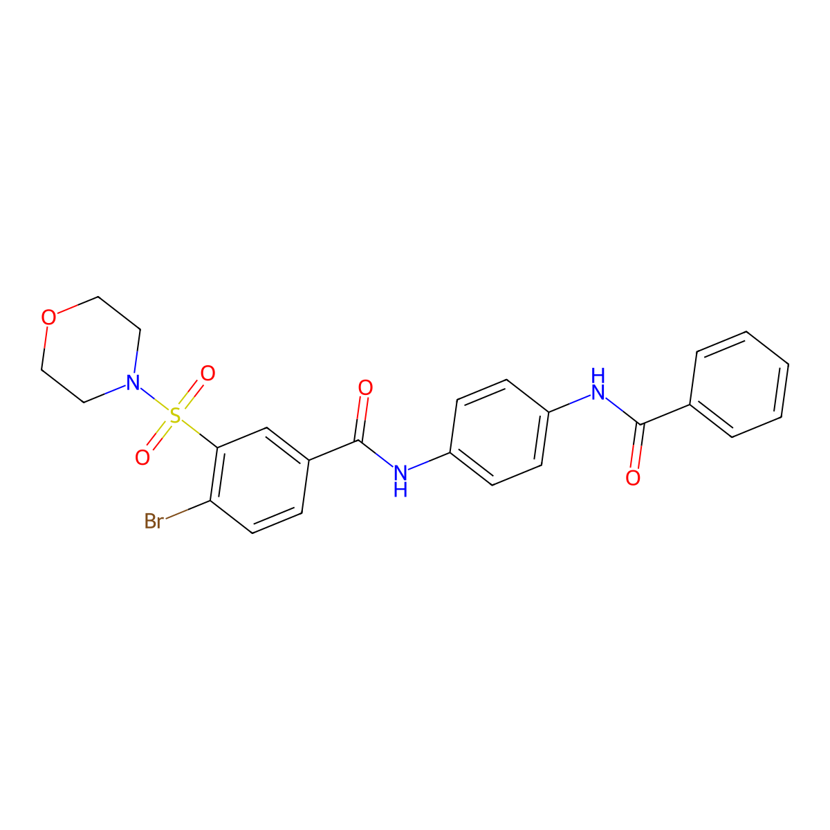 N-(4-benzamidophenyl)-4-bromo-3-morpholin-4-ylsulfonylbenzamide molecular structure, CAS 311800-61-0