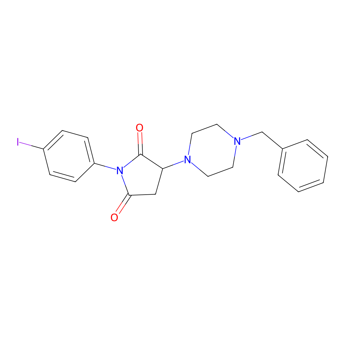 3-(4-Benzylpiperazin-1-yl)-1-(4-iodophenyl)pyrrolidine-2,5-dione molecular structure, CAS 311800-75-6