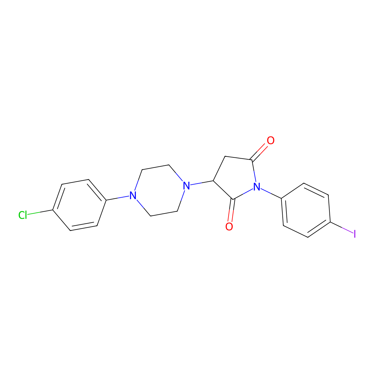 3-[4-(4-Chlorophenyl)piperazin-1-yl]-1-(4-iodophenyl)pyrrolidine-2,5-dione molecular structure, CAS 311800-76-7