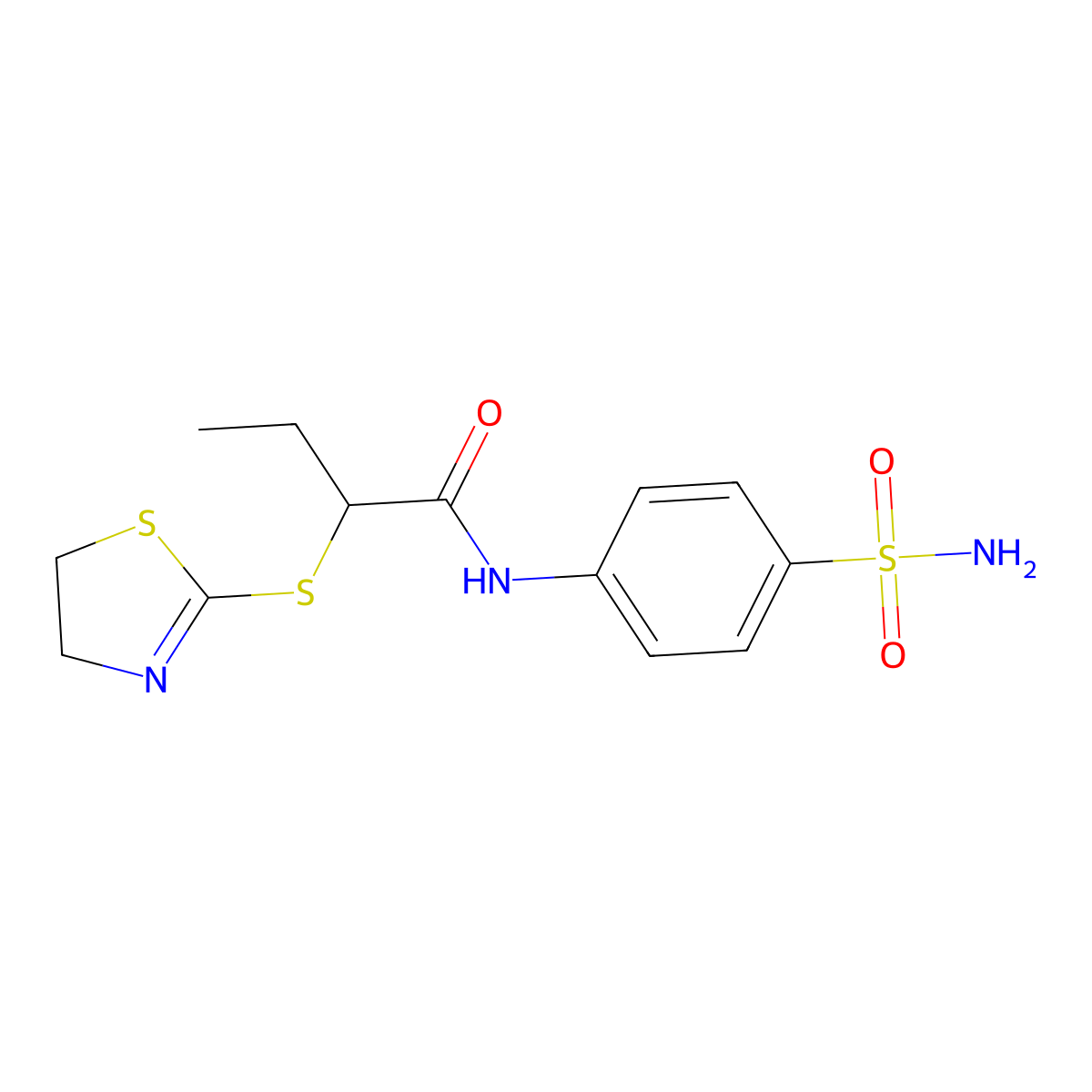2-(4,5-dihydro-1,3-thiazol-2-ylsulfanyl)-N-(4-sulfamoylphenyl)butanamide molecular structure, CAS 311800-86-9