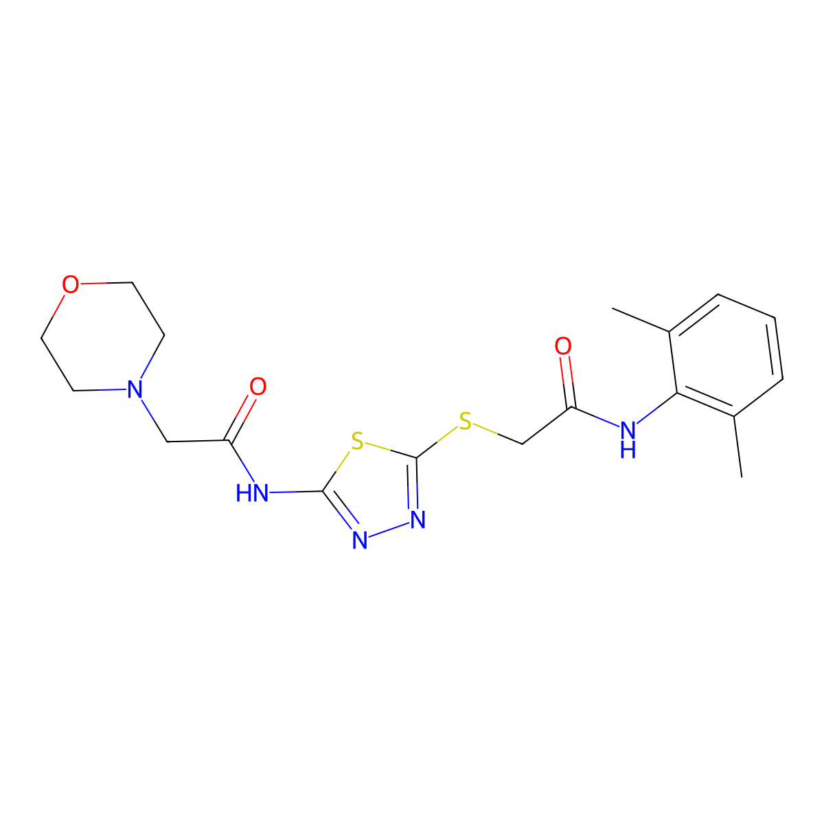 N-[5-[2-(2,6-dimethylanilino)-2-oxoethyl]sulfanyl-1,3,4-thiadiazol-2-yl]-2-morpholin-4-ylacetamide molecular structure, CAS 311800-89-2