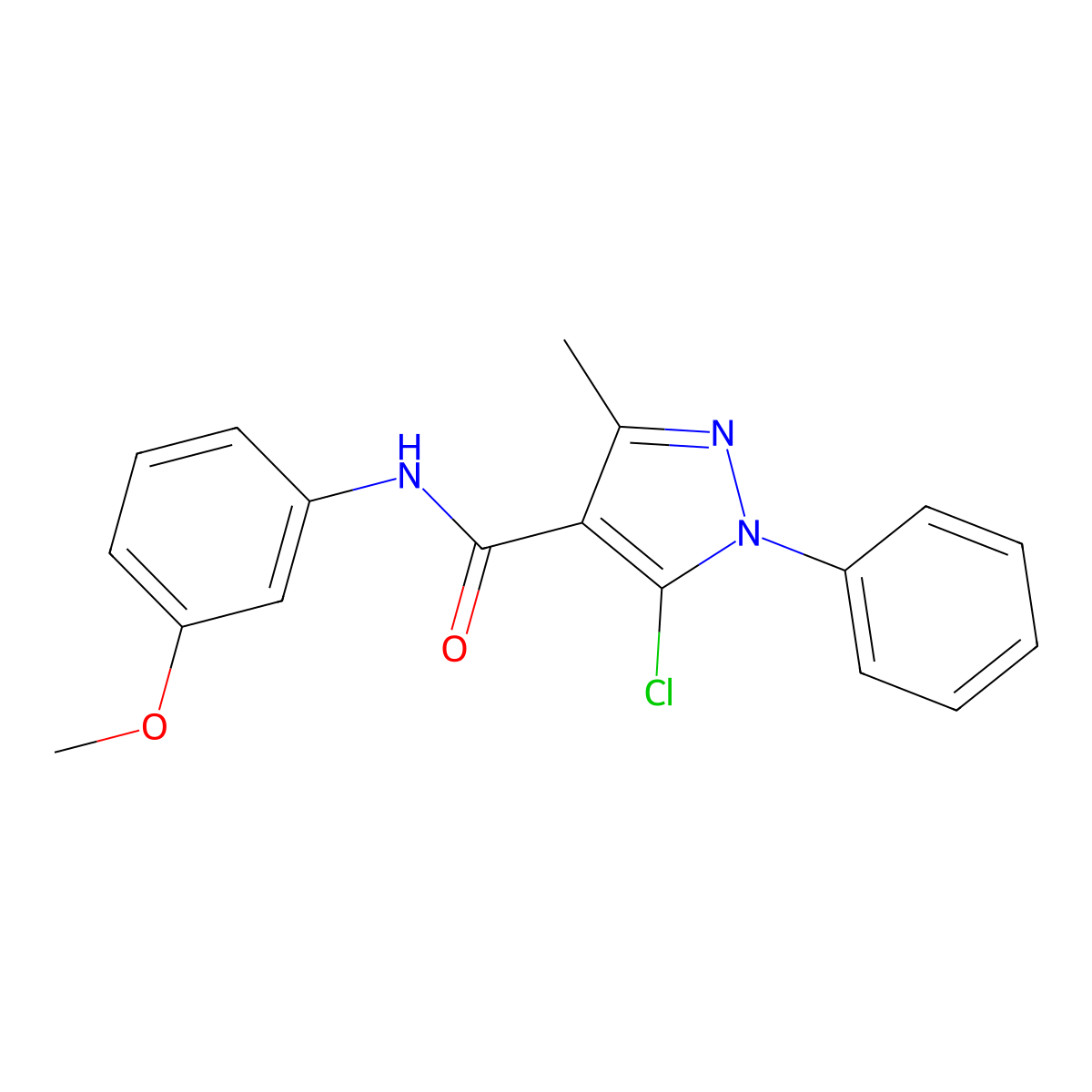 5-chloro-N-(3-methoxyphenyl)-3-methyl-1-phenylpyrazole-4-carboxamide molecular structure, CAS 311809-85-5