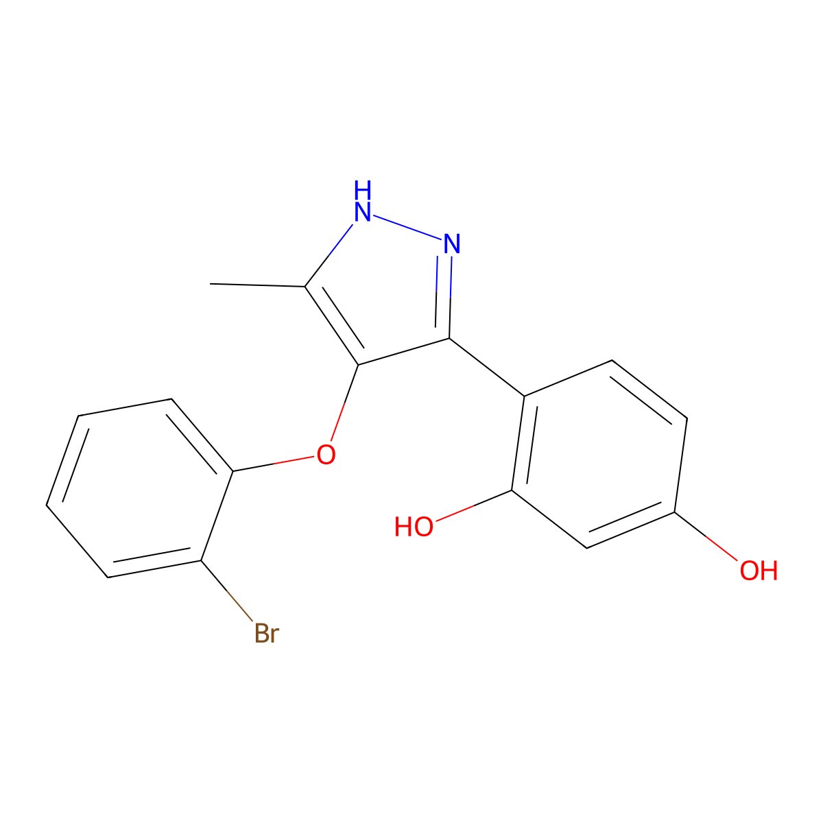 4-(4-(2-bromophenoxy)-5-methyl-1H-pyrazol-3-yl)benzene-1,3-diol molecular structure, CAS 311809-91-3