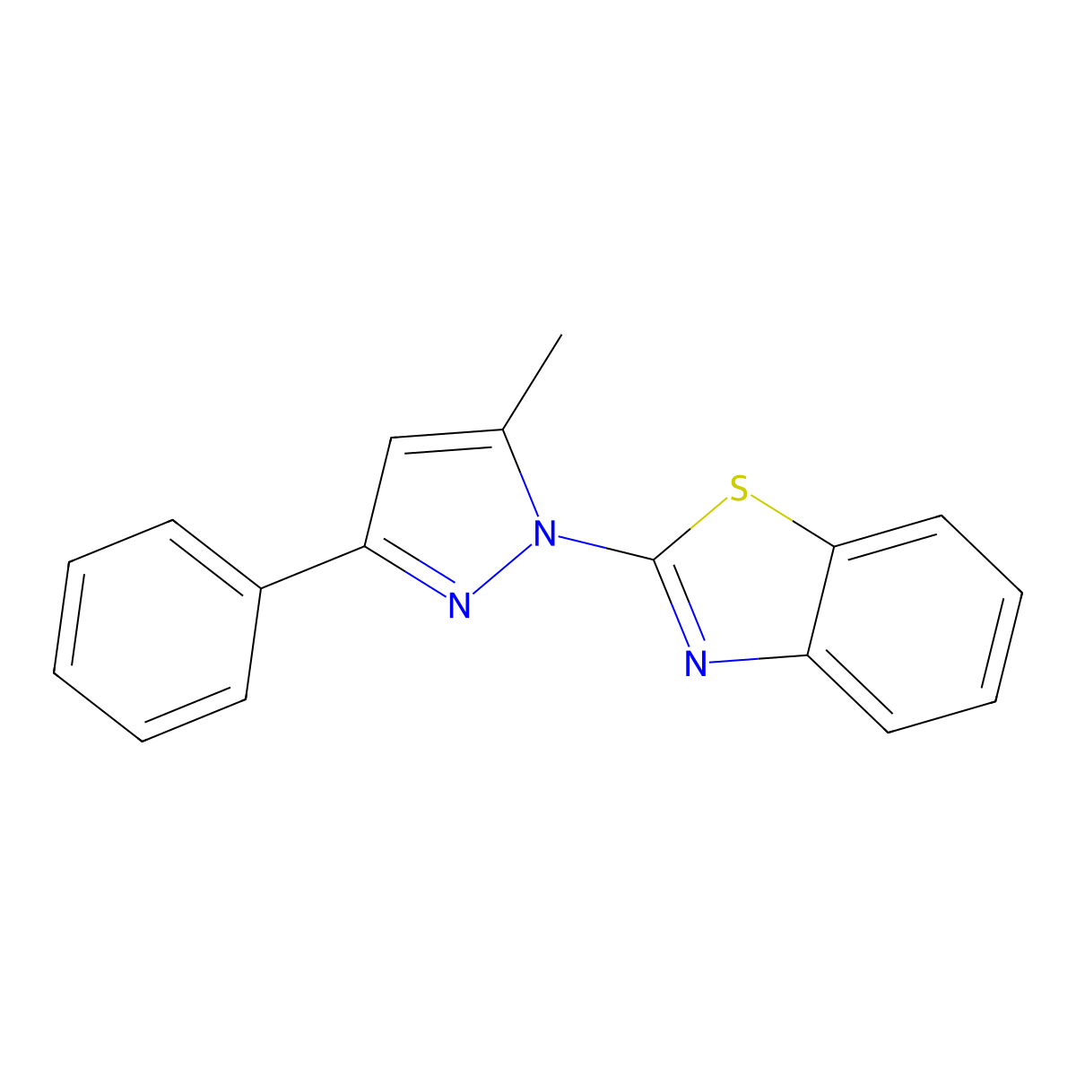 2-(5-Methyl-3-phenylpyrazolyl)benzothiazole molecular structure, CAS 311812-64-3