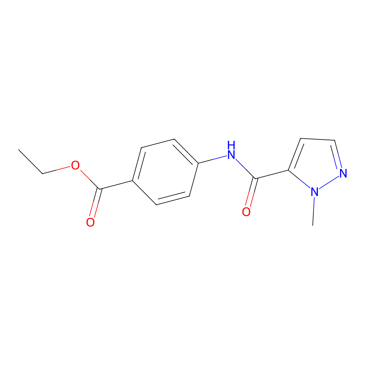 ethyl 4-{[(1-methyl-1H-pyrazol-5-yl)carbonyl]amino}benzoate molecular structure, CAS 311812-87-0