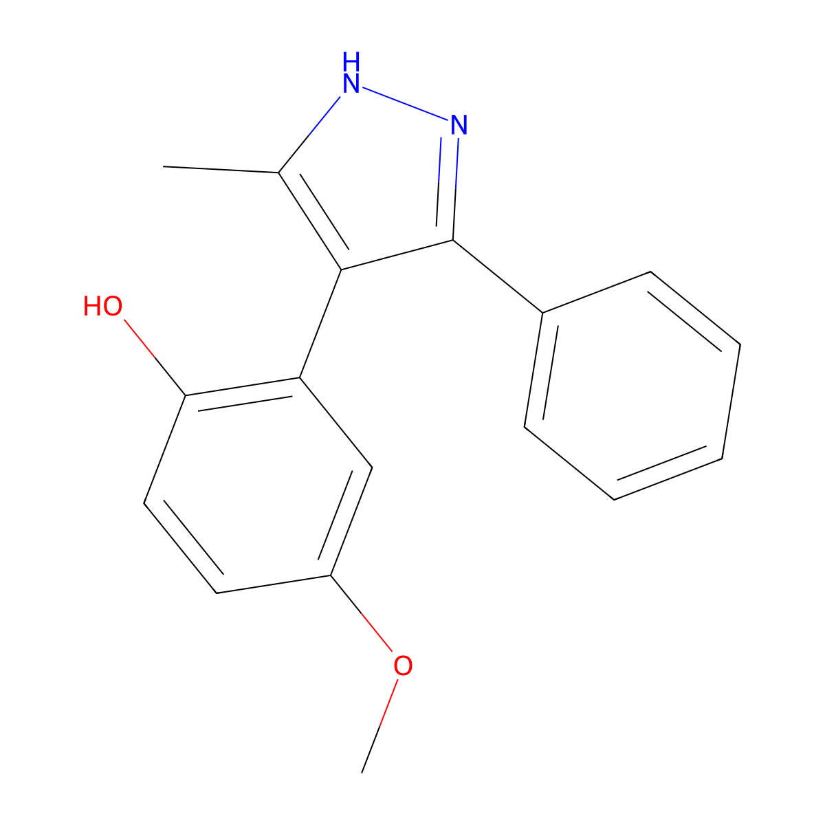 4-methoxy-2-(5-methyl-3-phenyl-1H-pyrazol-4-yl)phenol molecular structure, CAS 311812-89-2