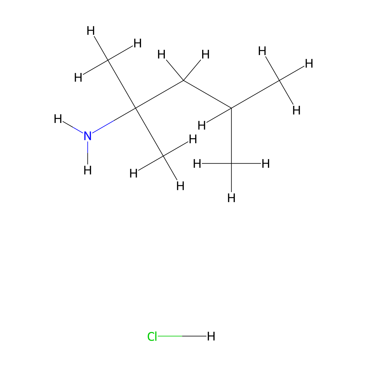 (1,1,3-Trimethylbutyl)amine hydrochloride molecular structure, CAS 311813-01-1