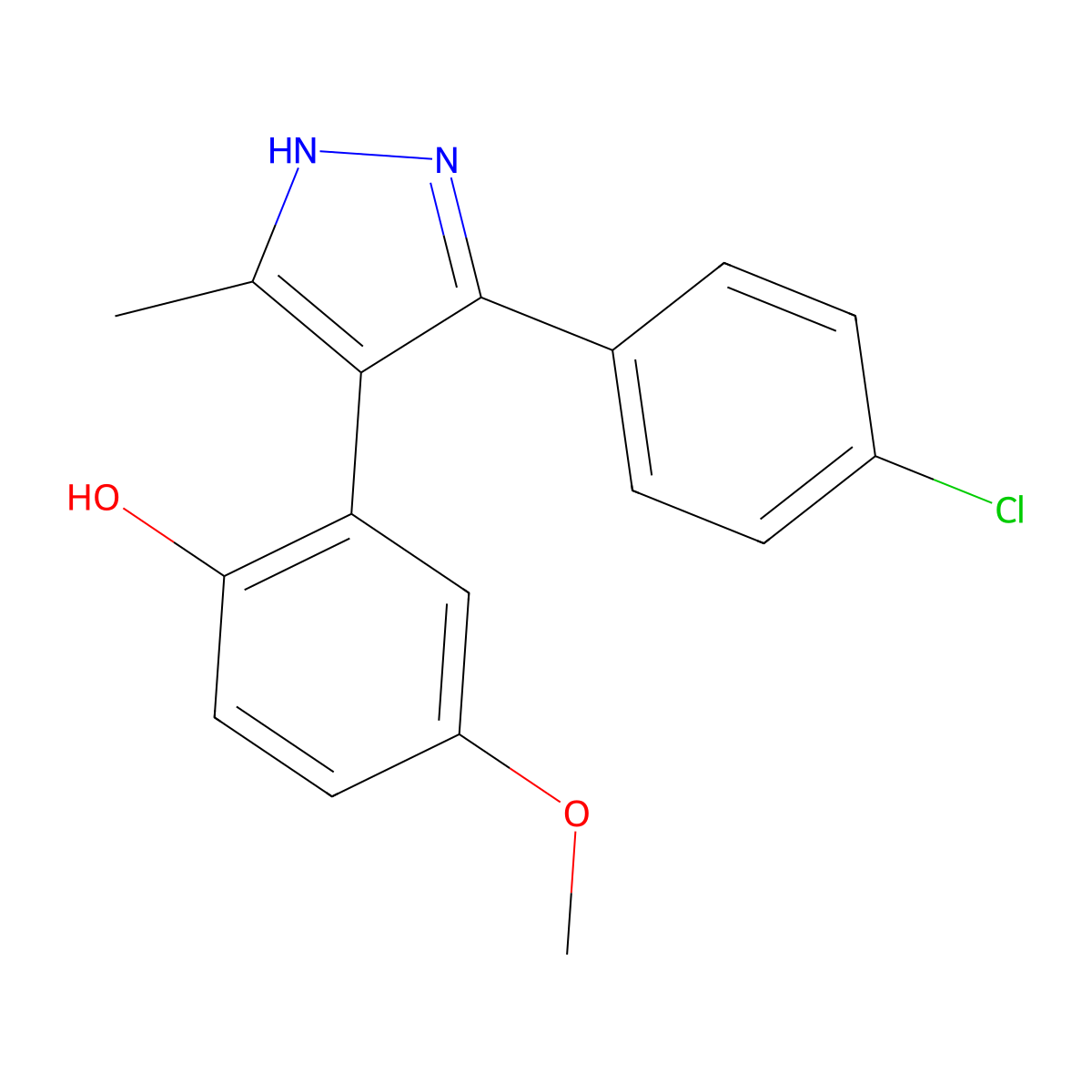 2-[3-(4-chlorophenyl)-5-methyl-1H-pyrazol-4-yl]-4-methoxyphenol molecular structure, CAS 311813-98-6