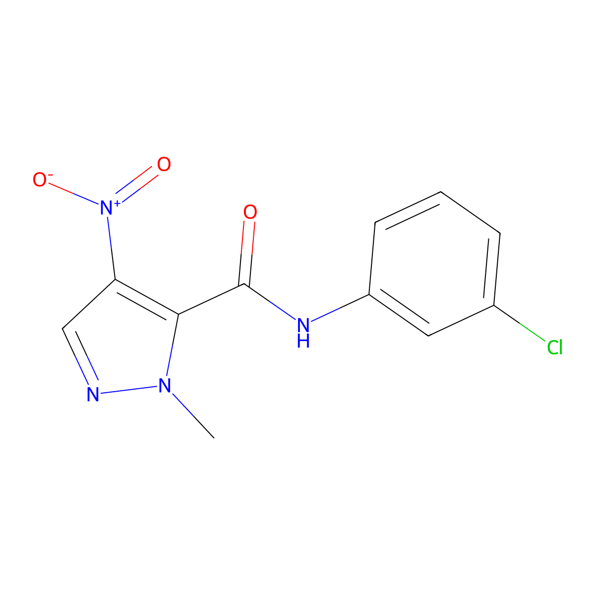 N-(3-chlorophenyl)-1-methyl-4-nitro-1H-pyrazole-5-carboxamide molecular structure, CAS 311813-99-7