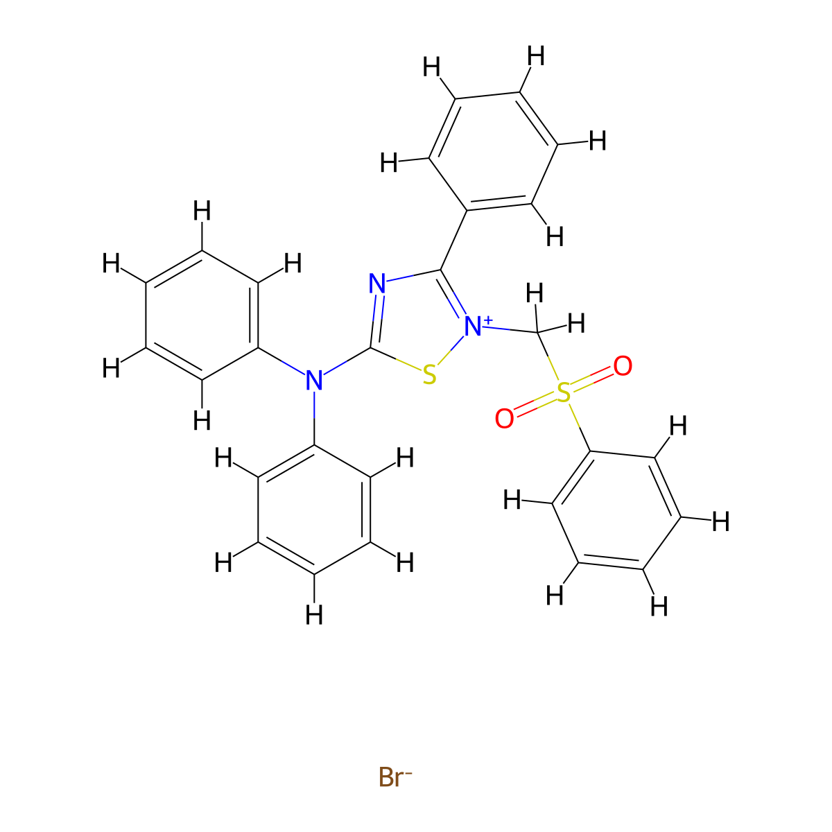 5-(Diphenylamino)-3-phenyl-2-((phenylsulfonyl)methyl)-1,2,4-thiadiazol-2-ium bromide molecular structure, CAS 311814-74-1