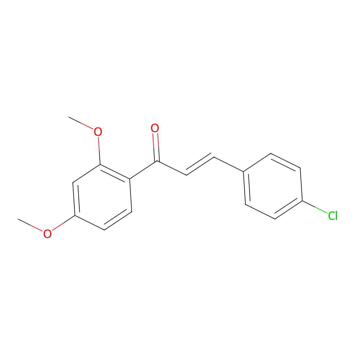 (2E)-3-(4-chlorophenyl)-1-(2,4-dimethoxyphenyl)prop-2-en-1-one molecular structure, CAS 31184-84-6