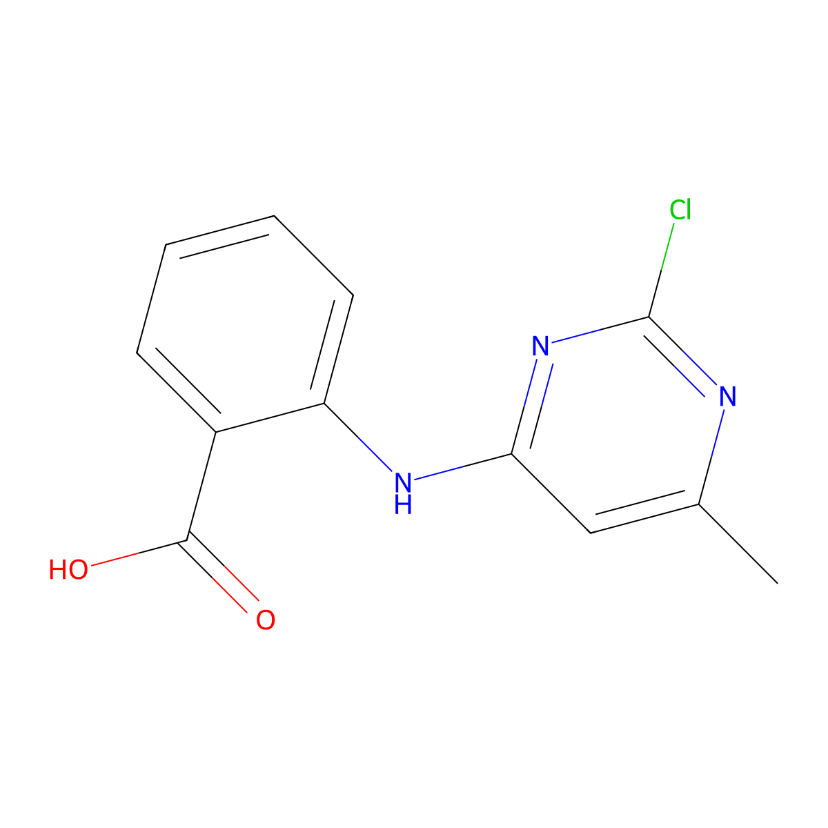 2-[(2-Chloro-6-methylpyrimidin-4-yl)amino]benzoic acid molecular structure, CAS 31185-81-6