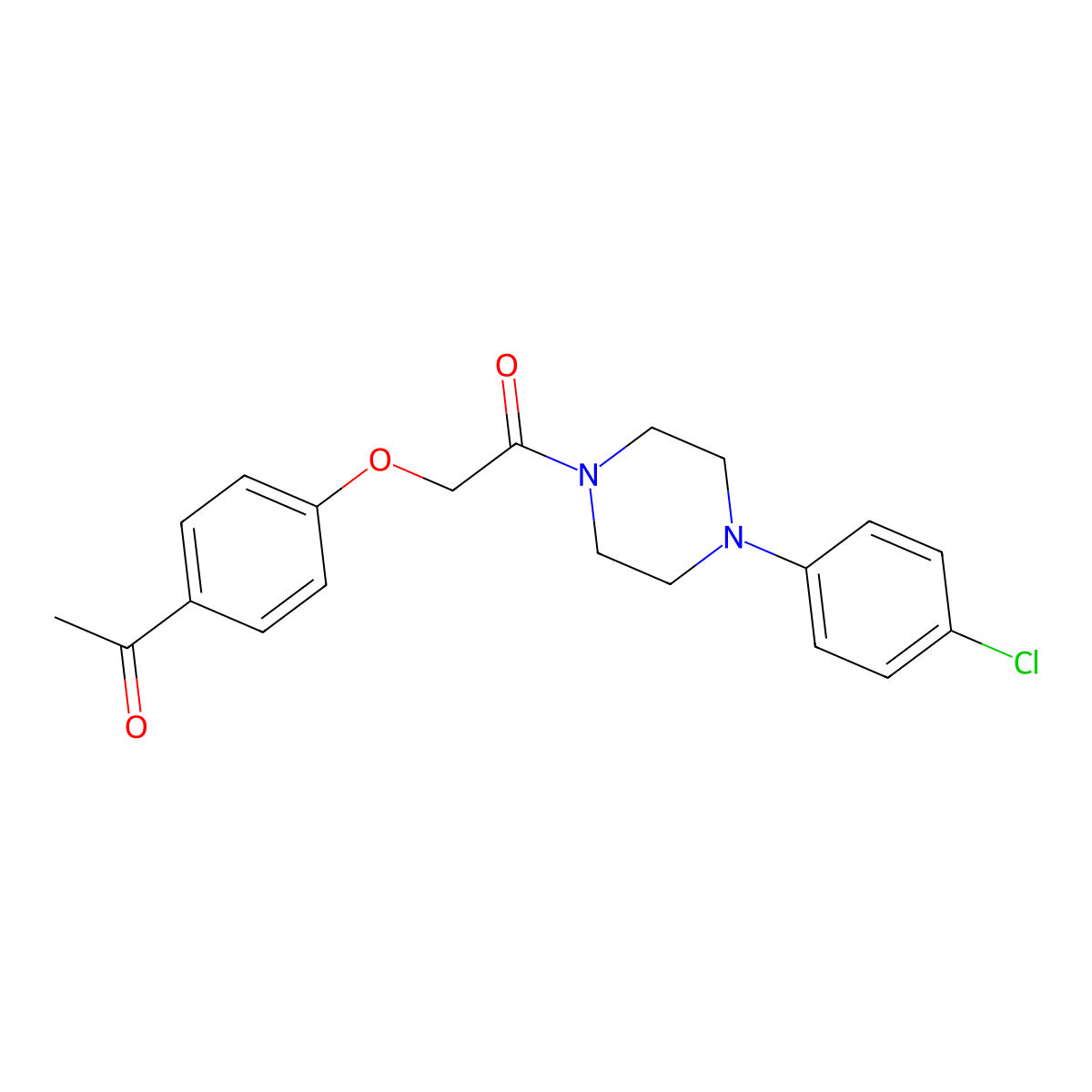 Piperazine, 1-((4-acetylphenoxy)acetyl)-4-(4-chlorophenyl)- molecular structure, CAS 31189-05-6