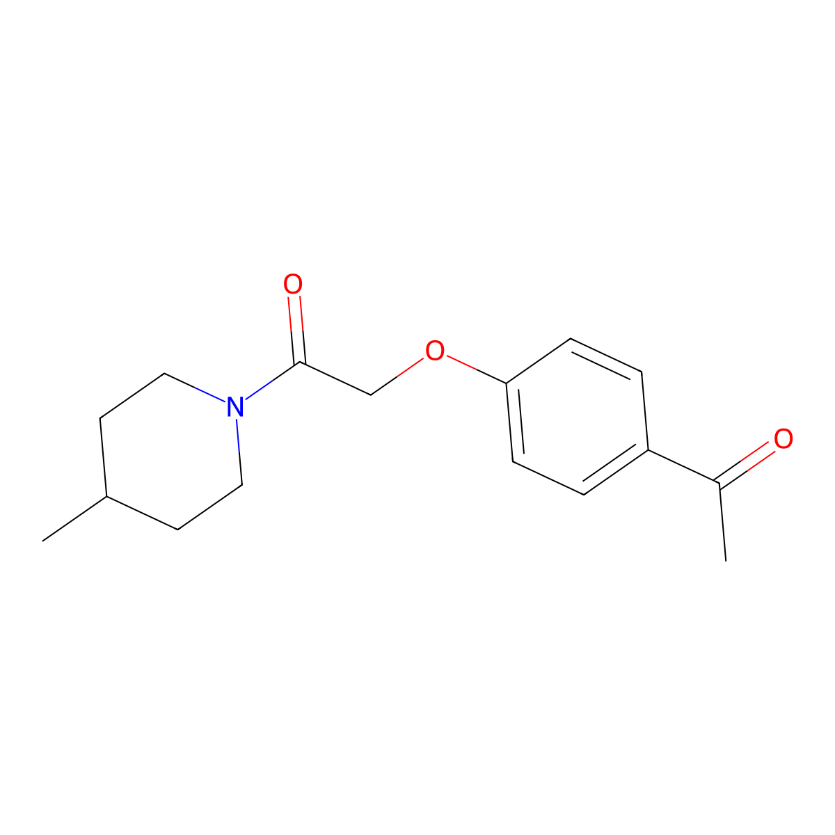 Acetophenone, 4'-(4-methylpiperidinocarbonylmethoxy)- molecular structure, CAS 31189-06-7