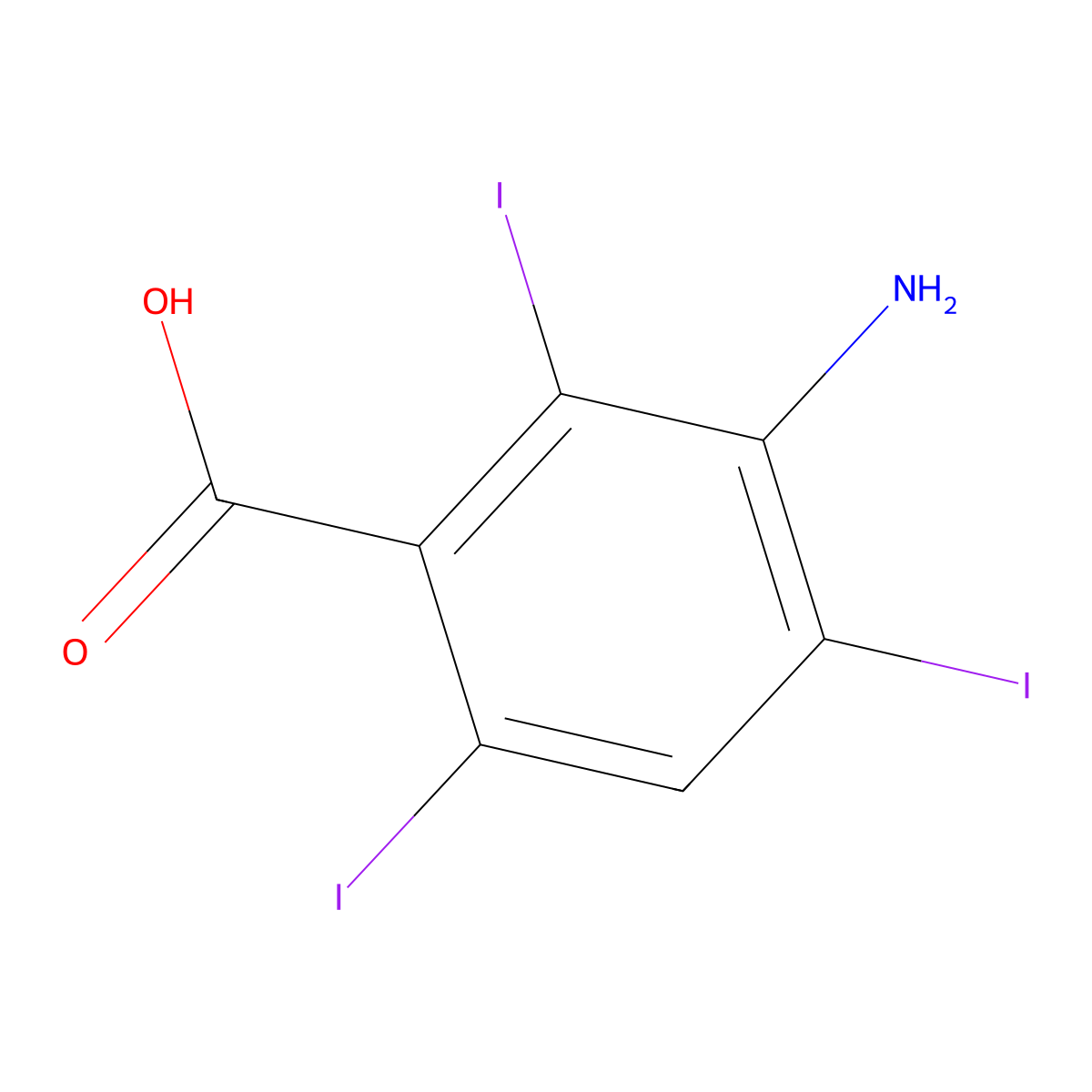 3-Amino-2,4,6-triiodobenzoic acid molecular structure, CAS 3119-15-1