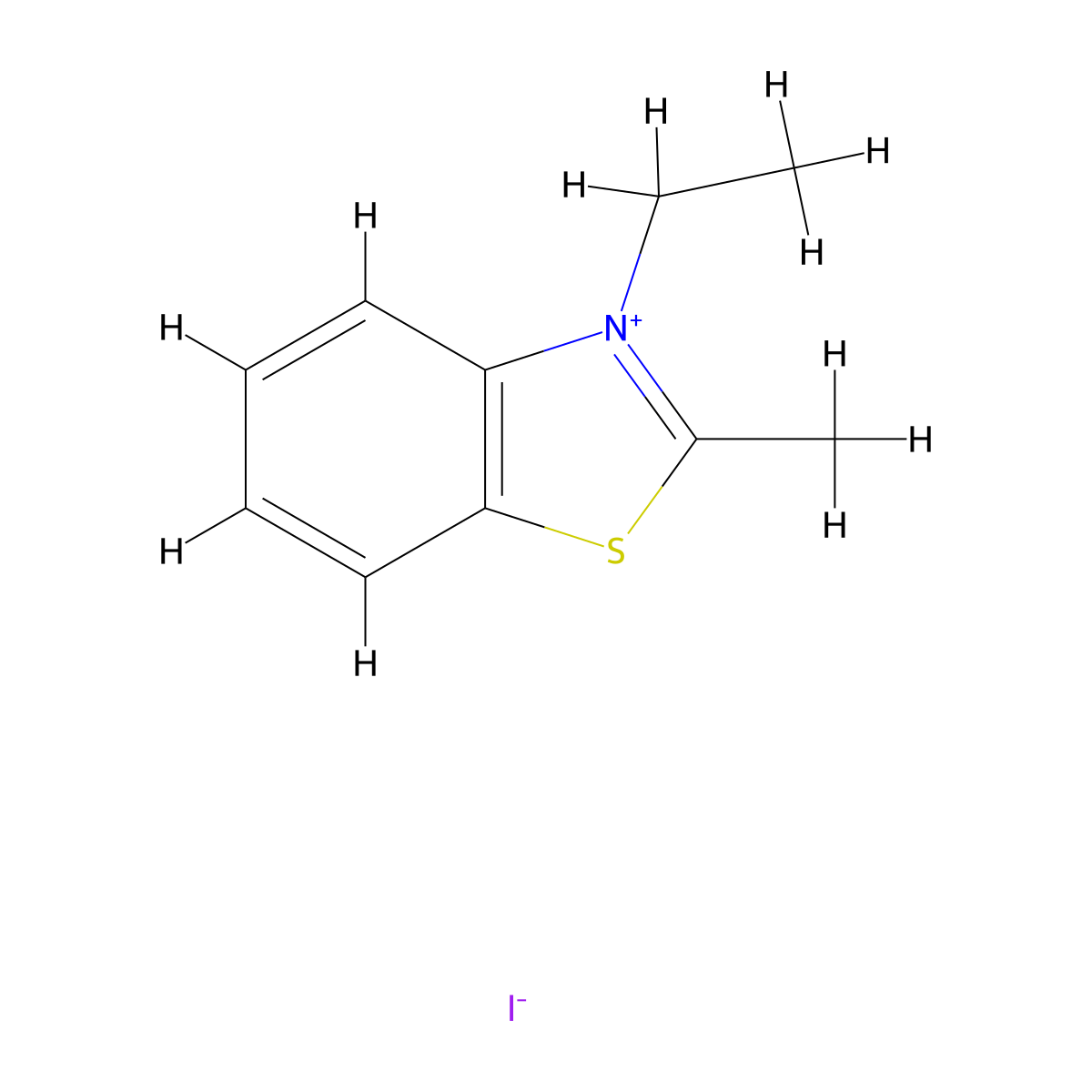 Benzothiazolium, 3-ethyl-2-methyl-, iodide (1:1) molecular structure, CAS 3119-93-5