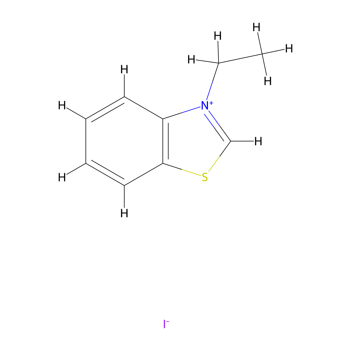 Benzothiazolium, 3-ethyl-, iodide (1:1) molecular structure, CAS 3119-94-6