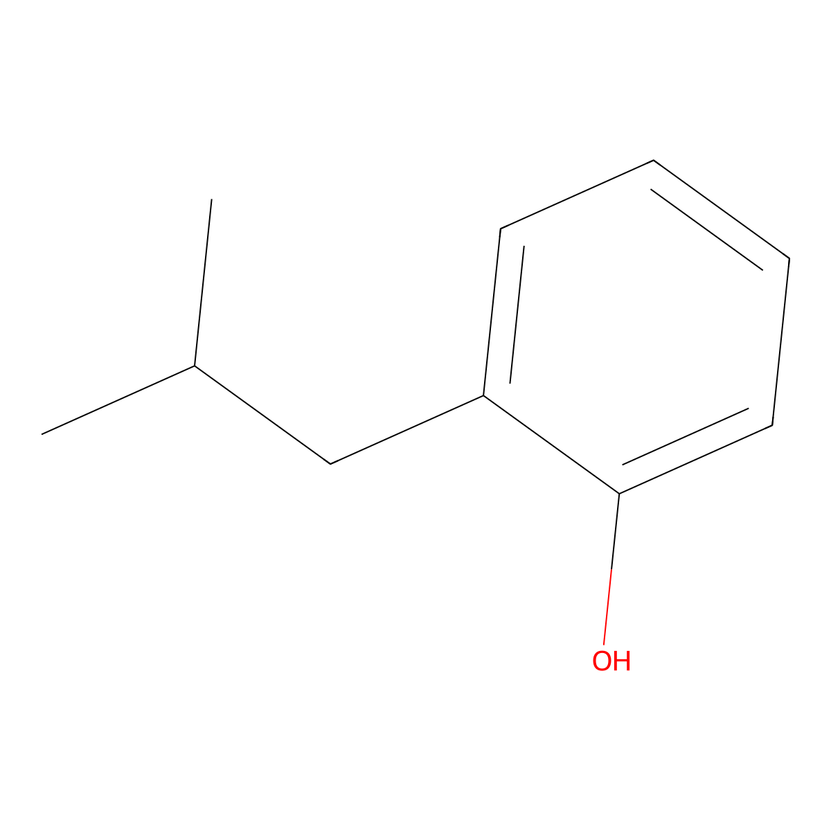 2-Isobutylphenol molecular structure, CAS 31195-95-6