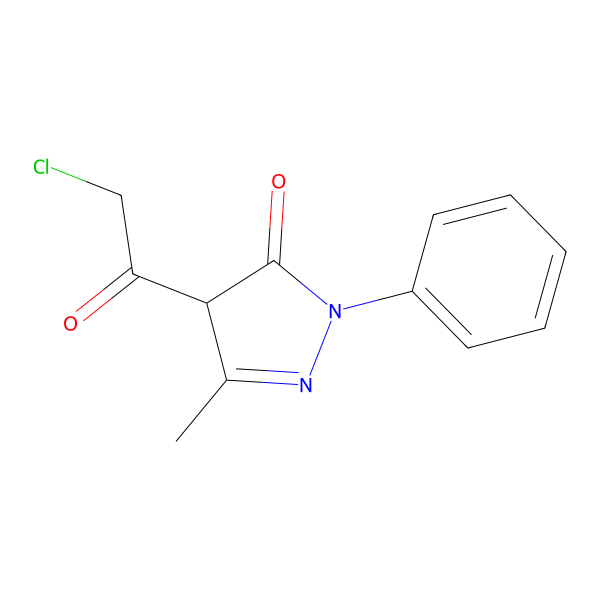 3H-Pyrazol-3-one, 4-(chloroacetyl)-2,4-dihydro-5-methyl-2-phenyl- molecular structure, CAS 31197-05-4
