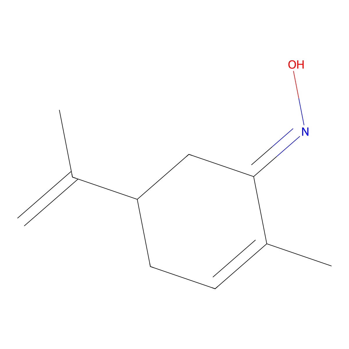 2-Cyclohexen-1-one, 2-methyl-5-(1-methylethenyl)-, oxime molecular structure, CAS 31198-76-2