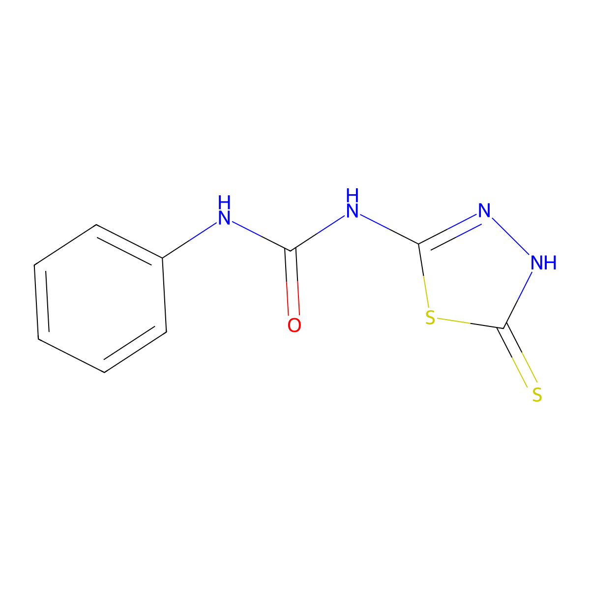 1-Phenyl-3-(5-sulfanyl-1,3,4-thiadiazol-2-yl)urea molecular structure, CAS 31199-89-0