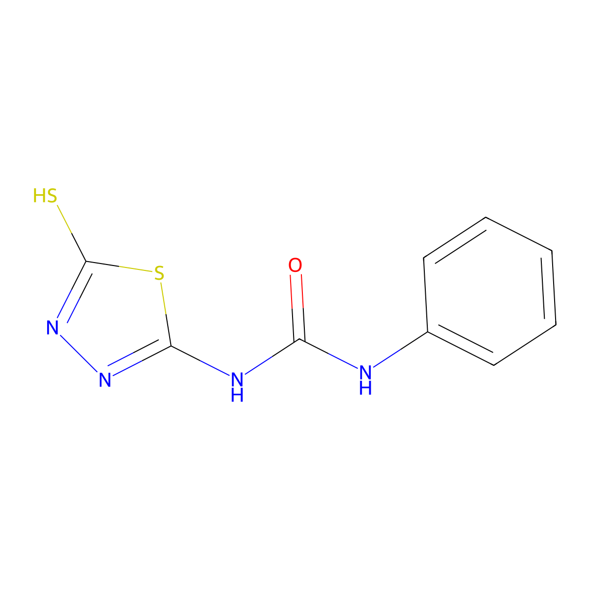 1-Phenyl-3-(5-sulfanyl-1,3,4-thiadiazol-2-yl)urea molecular structure, CAS 31199-89-0