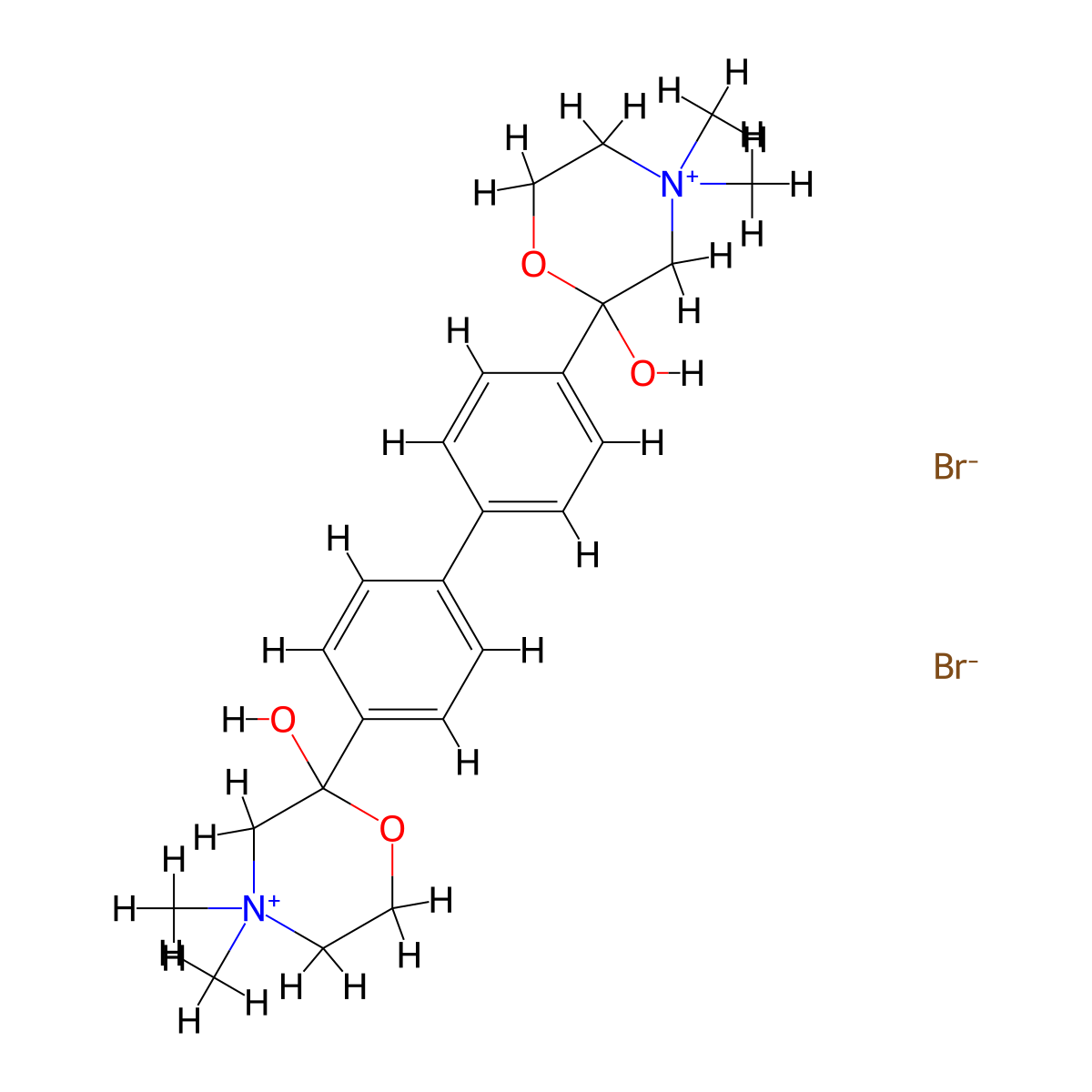 2,2'-(4,4'-Biphenylene)bis(2-hydroxy-4,4-dimethylmorpholinium) dibromide molecular structure, CAS 312-45-8