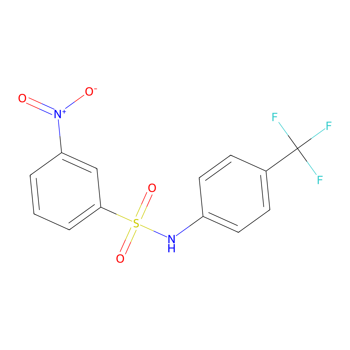 3-nitro-N-[4-(trifluoromethyl)phenyl]benzenesulfonamide molecular structure, CAS 312-49-2
