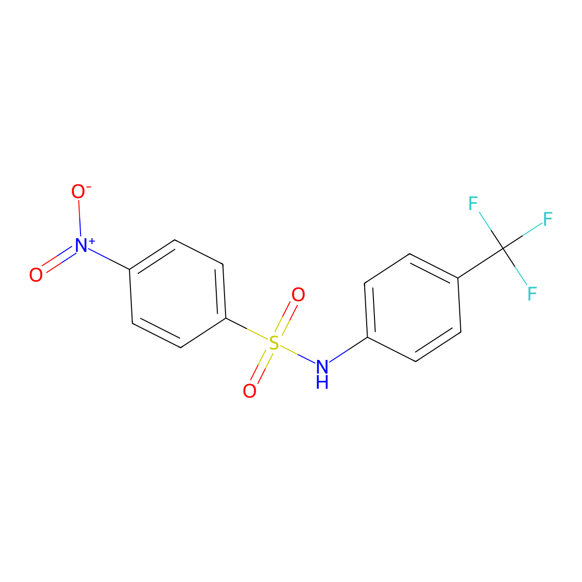 4-nitro-N-[4-(trifluoromethyl)phenyl]benzenesulfonamide molecular structure, CAS 312-51-6