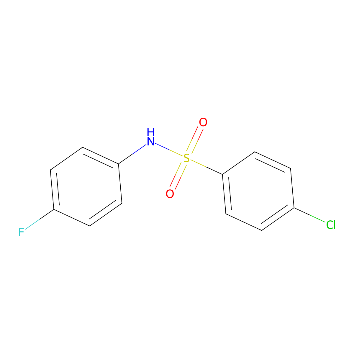 4-chloro-N-(4-fluorophenyl)benzenesulfonamide molecular structure, CAS 312-56-1