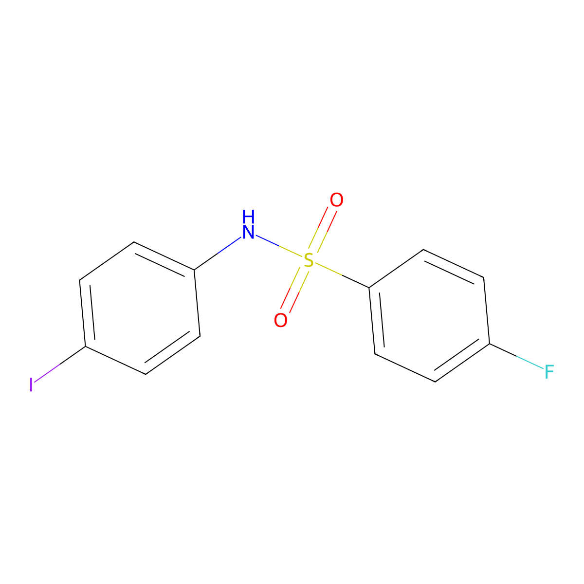 4-fluoro-N-(4-iodophenyl)benzenesulfonamide molecular structure, CAS 312-59-4