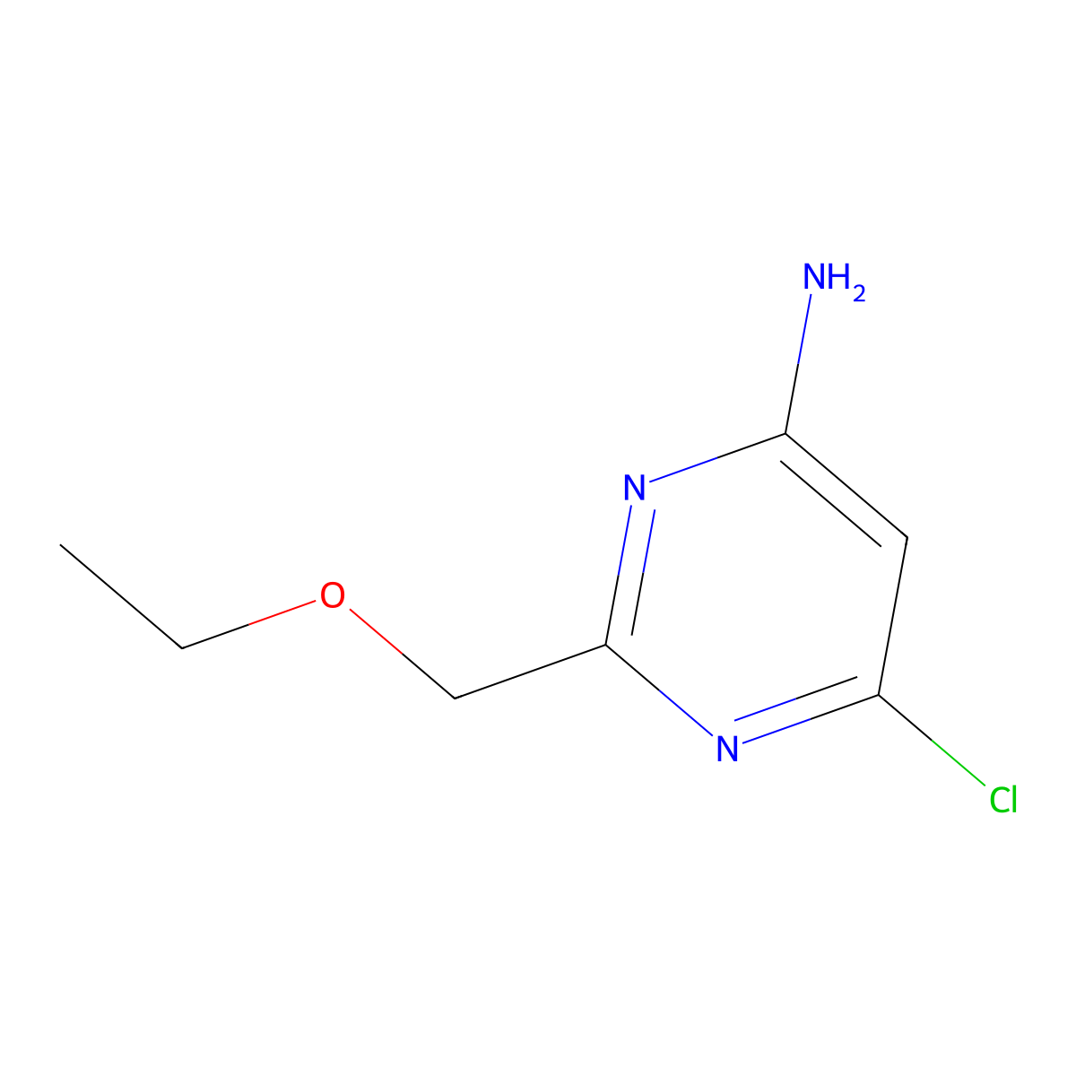 6-Chloro-2-(ethoxymethyl)pyrimidin-4-amine molecular structure, CAS 3120-40-9