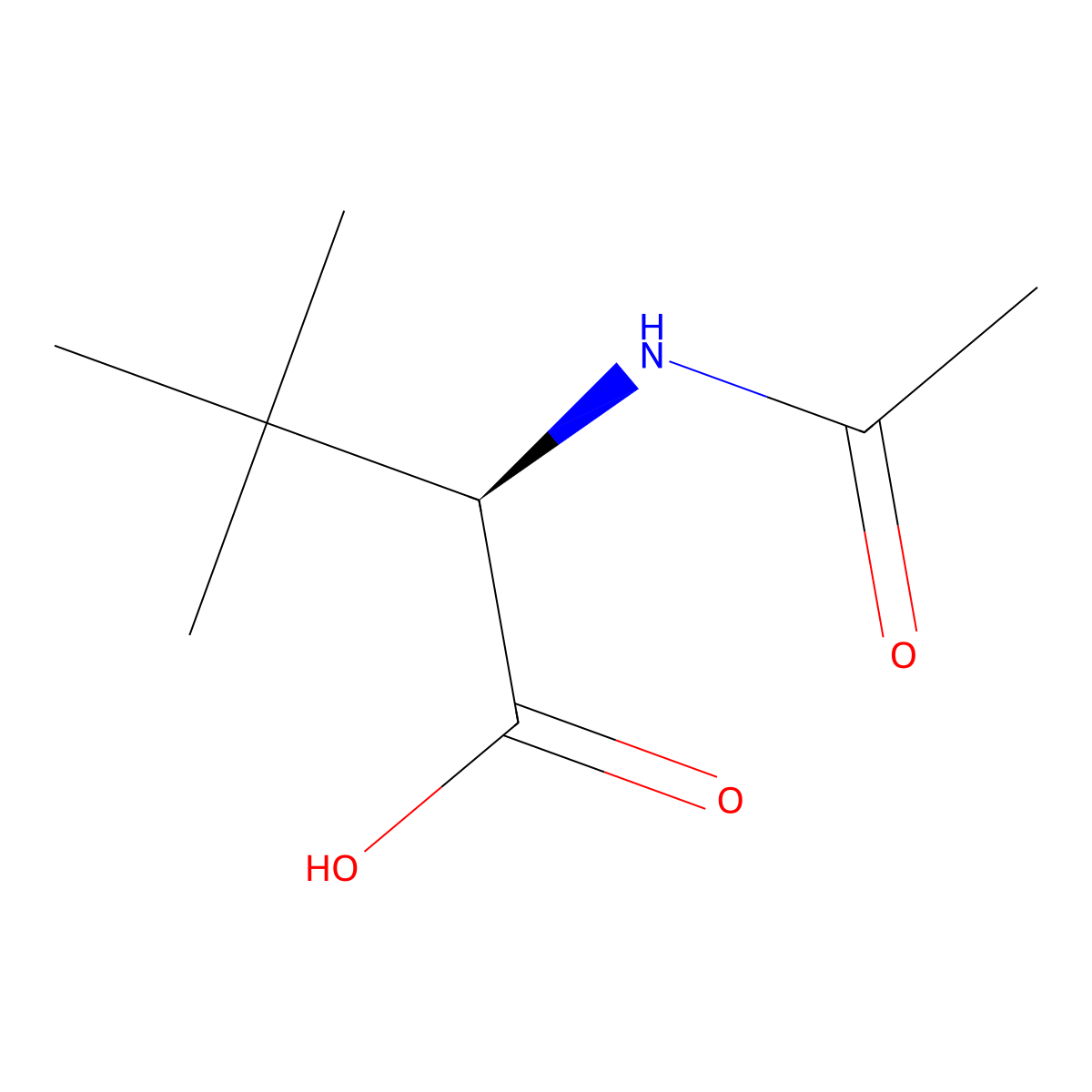 (2R)-2-acetamido-3,3-dimethylbutanoic acid molecular structure, CAS 3120-64-7