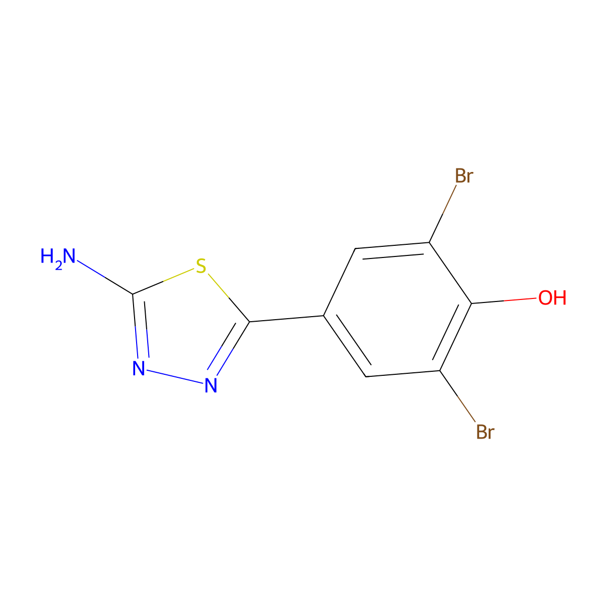 4-(5-Amino-1,3,4-thiadiazol-2-yl)-2,6-dibromophenol molecular structure, CAS 3121-64-0