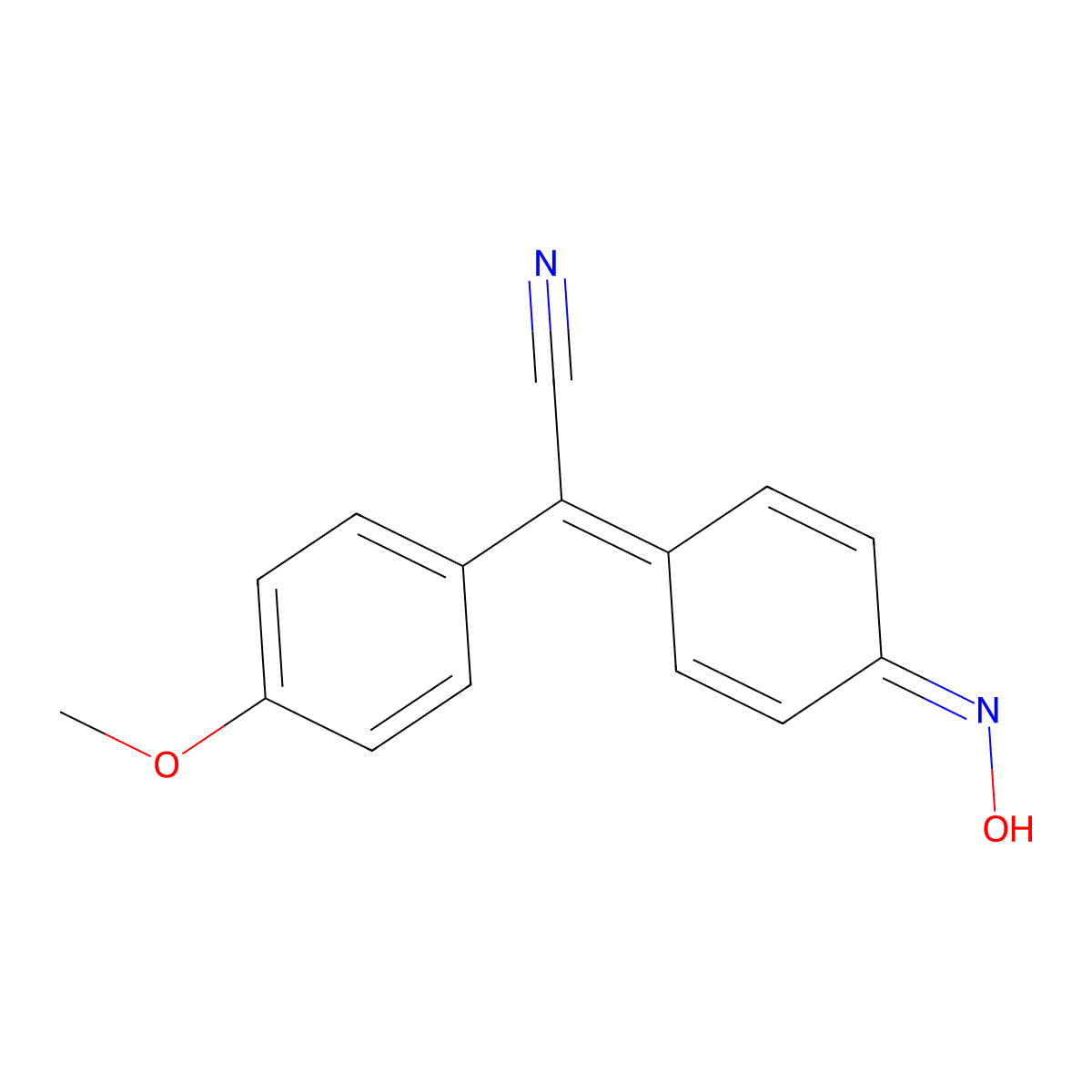 2-(4-Hydroxyiminocyclohexa-2,5-dien-1-ylidene)-2-(4-methoxyphenyl)acetonitrile molecular structure, CAS 3122-39-2