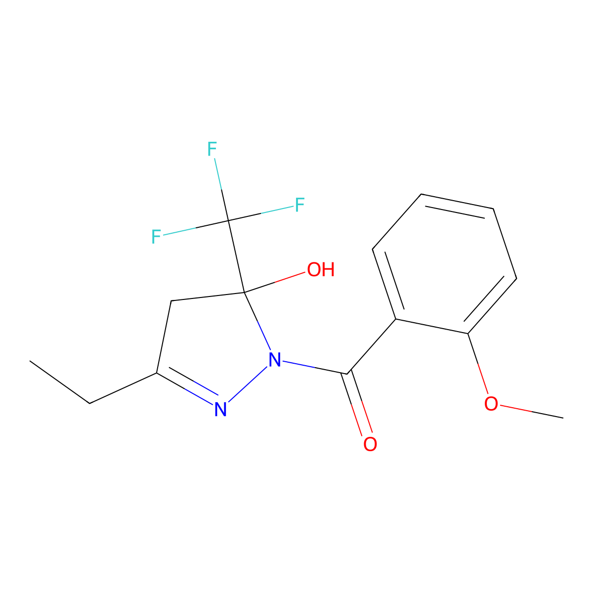 [3-ethyl-5-hydroxy-5-(trifluoromethyl)-4H-pyrazol-1-yl]-(2-methoxyphenyl)methanone molecular structure, CAS 312264-87-2
