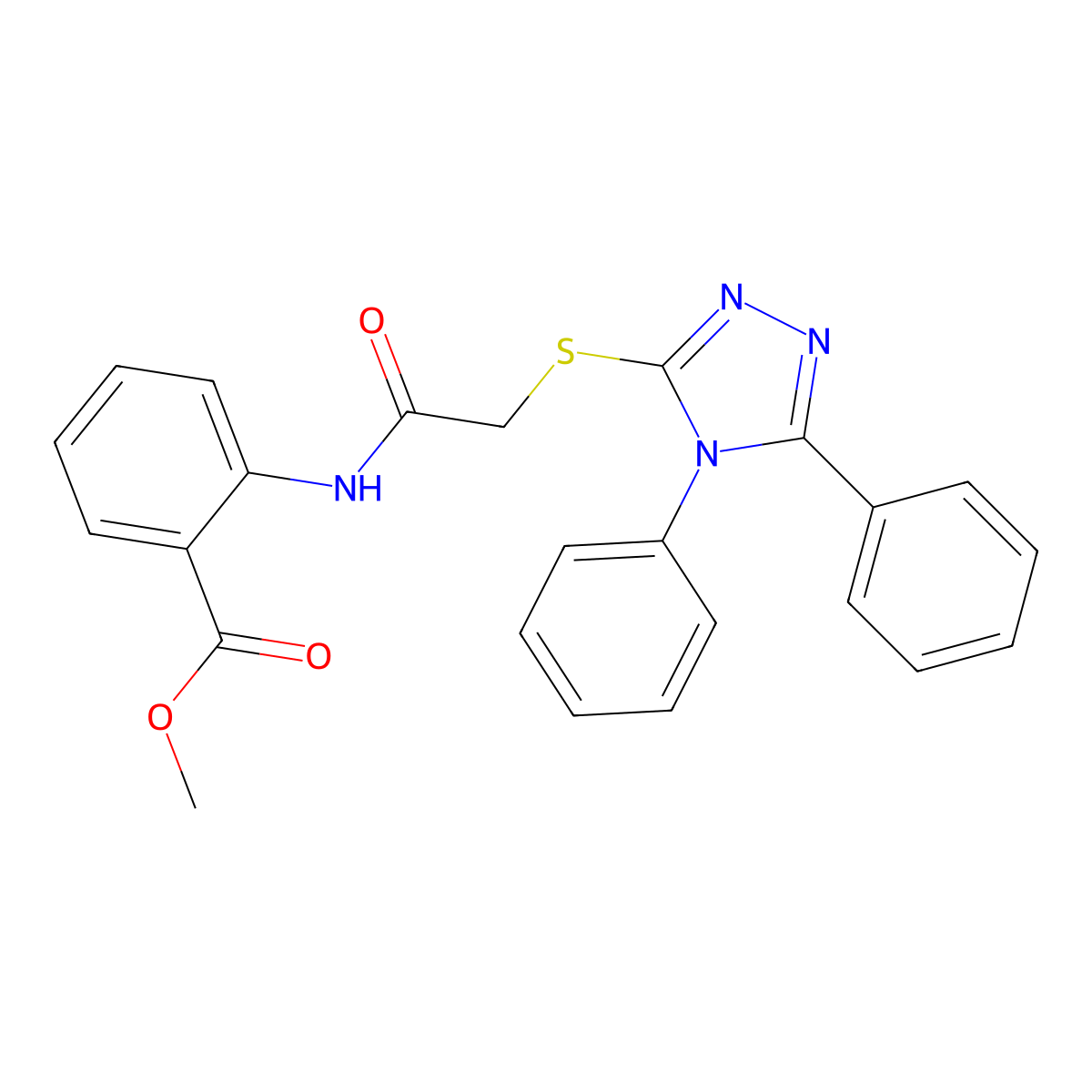 Methyl 2-[[2-[(4,5-diphenyl-1,2,4-triazol-3-yl)sulfanyl]acetyl]amino]benzoate molecular structure, CAS 312264-89-4