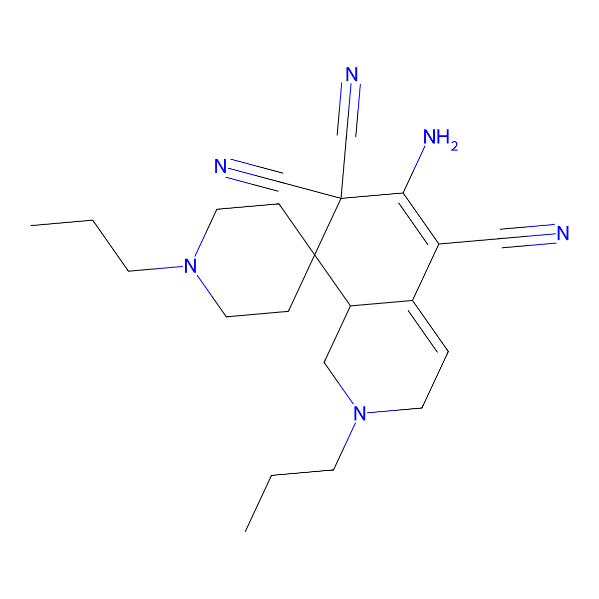 6-amino-1',2-dipropylspiro[3,8a-dihydro-1H-isoquinoline-8,4'-piperidine]-5,7,7-tricarbonitrile molecular structure, CAS 312265-21-7