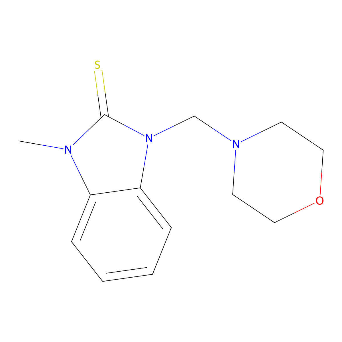 1-Methyl-3-(morpholin-4-ylmethyl)benzimidazole-2-thione molecular structure, CAS 312265-55-7