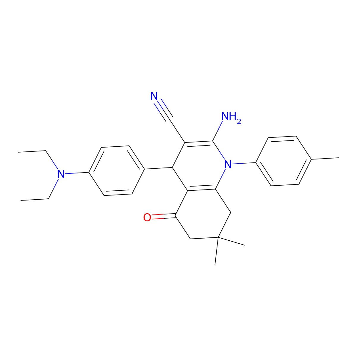 2-Amino-4-(4-(diethylamino)phenyl)-7,7-dimethyl-1-(4-methylphenyl)-5-oxo-1,4,5,6,7,8-hexahydro-3-quinolinecarbonitrile molecular structure, CAS 312265-62-6