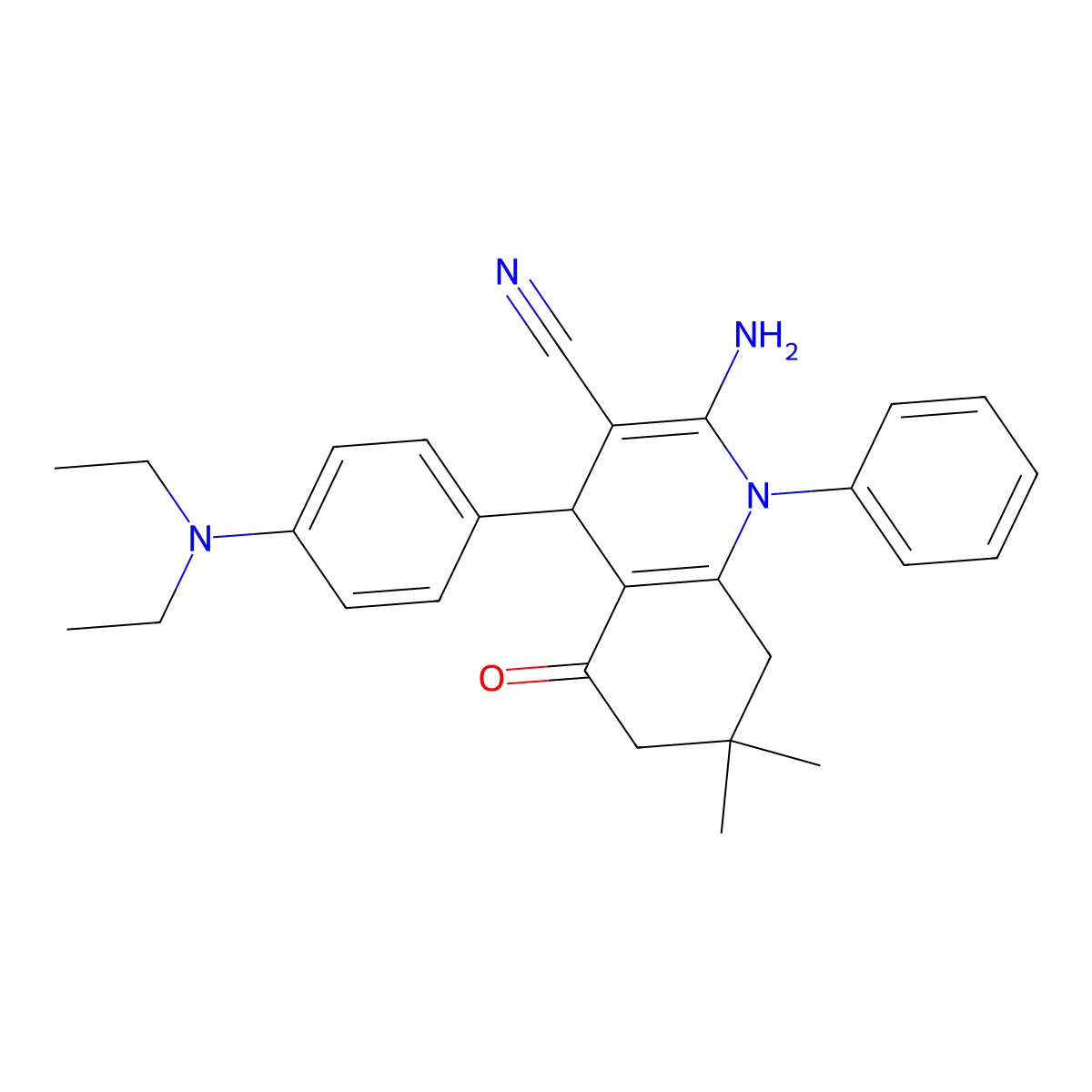 2-Amino-4-[4-(diethylamino)phenyl]-7,7-dimethyl-5-oxo-1-phenyl-1,4,5,6,7,8-hexahydro-3-quinolinecarbonitrile molecular structure, CAS 312265-63-7